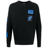 Diesel Suéter de tricô jacquard com patch - Preto