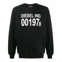 Diesel Suéter mangas longas com estampa de logo - Preto