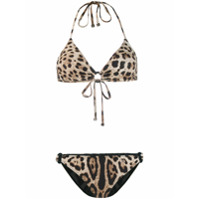 Dolce & Gabbana Biquíni com estampa de leopardo - Marrom