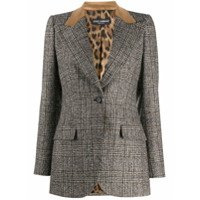 Dolce & Gabbana Blazer xadrez com gola contrastante - Marrom