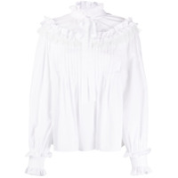 Dolce & Gabbana Blusa com babados e laço na gola - Branco