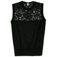 Dolce & Gabbana Blusa de lã com renda aplicada - Preto