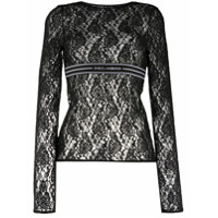 Dolce & Gabbana Blusa de renda com mangas longas - Preto