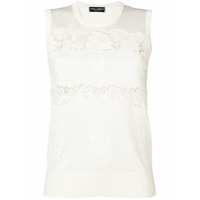 Dolce & Gabbana Blusa de tricô com acabamento em renda - Branco