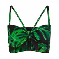Dolce & Gabbana Blusa franzida com estampa de folha de palmeira - Preto