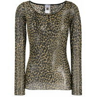 Dolce & Gabbana Blusa translúcida com estampa de leopardo - Amarelo