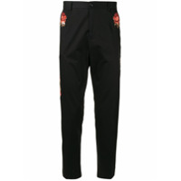 Dolce & Gabbana Calça com bordado floral - Preto