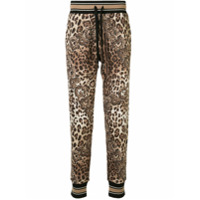 Dolce & Gabbana Calça esportiva com estampa de leopardo - Marrom