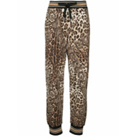 Dolce & Gabbana Calça esportiva com estampa de leopardo - Marrom