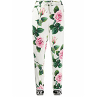 Dolce & Gabbana Calça esportiva com estampa de rosas - Branco