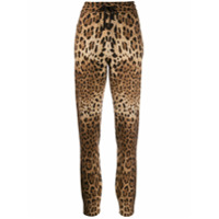 Dolce & Gabbana Calça esportiva de cashmere com estampa de leopardo - Marrom
