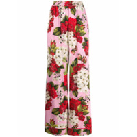 Dolce & Gabbana Calça floral cintura alta - Rosa