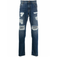 Dolce & Gabbana Calça jeans reta com efeito destroyed - Azul