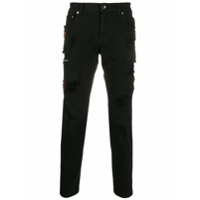 Dolce & Gabbana Calça jeans skinny com patches de coroas - Preto
