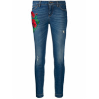 Dolce & Gabbana Calça jeans slim com bordado - Azul