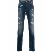 Dolce & Gabbana Calça jeans slim com efeito destroyed - Azul