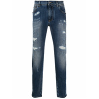 Dolce & Gabbana Calça jeans slim com efeito destroyed - Azul