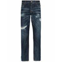 Dolce & Gabbana Calça jeans slim cropped destroyed - Azul