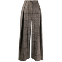 Dolce & Gabbana Calça pantalona xadrez de tweed - Marrom
