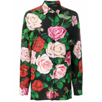 Dolce & Gabbana Camisa com estampa de rosa - Preto