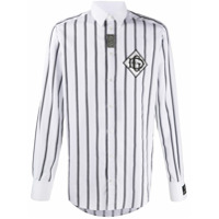 Dolce & Gabbana Camisa com listras e patch de logo - Branco