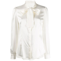 Dolce & Gabbana Camisa de seda com amarração - Branco