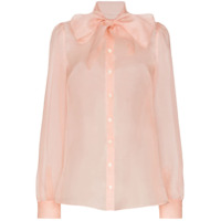 Dolce & Gabbana Camisa de seda com amarração na gola - Rosa