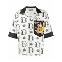 Dolce & Gabbana Camisa de seda com estampa de logo - Branco