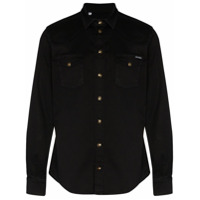 Dolce & Gabbana Camisa jeans com abotoamento dourado - Preto