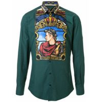 Dolce & Gabbana Camisa mangas longas com estampa Caesar - Verde