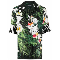 Dolce & Gabbana Camisa oversized com estampa tropical - Preto