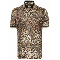 Dolce & Gabbana Camisa polo com estampa de leopardo - Marrom