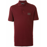 Dolce & Gabbana Camisa polo com placa de logo - Vermelho