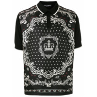Dolce & Gabbana Camisa polo de seda com estampa - Preto