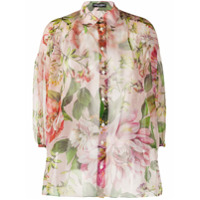 Dolce & Gabbana Camisa translúcida com estampa floral - Rosa