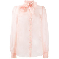 Dolce & Gabbana Camisa translúcida com laço na gola - Rosa