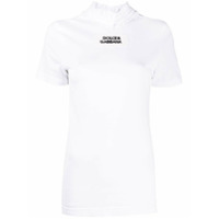 Dolce & Gabbana Camiseta com logo e babados na gola - Branco