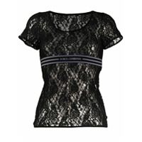Dolce & Gabbana Camiseta com logo e renda - Preto