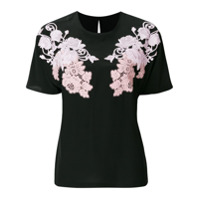 Dolce & Gabbana Camiseta de seda com aplicação floral - Preto