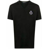 Dolce & Gabbana Camiseta gola V com bordado no busto - Preto