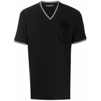 Dolce & Gabbana Camiseta gola V com logo DG - Preto