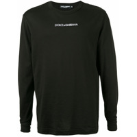 Dolce & Gabbana Camiseta mangas longas com estampa de logo - Preto
