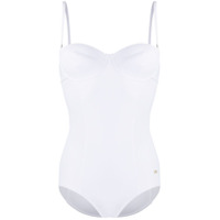 Dolce & Gabbana DG plaque bustier swimsuit - Branco