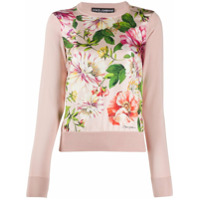 Dolce & Gabbana floral print panel jumper - Rosa