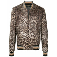 Dolce & Gabbana Jaqueta bomber com estampa de leopardo - Marrom