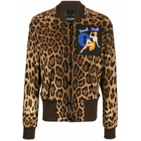 Dolce & Gabbana Jaqueta bomber com estampa de leopardo - Marrom