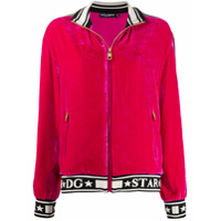 Dolce & Gabbana Jaqueta esportiva de veludo com logo - Rosa