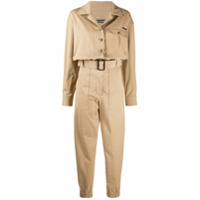 Dolce & Gabbana Macacão com cinto e patch de logo - Neutro