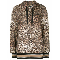 Dolce & Gabbana Moletom com capuz e estampa de leopardo - Marrom
