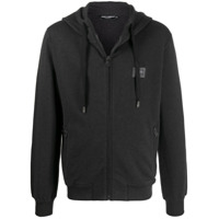 Dolce & Gabbana Moletom de capuz com zíper e patch de logo - Cinza